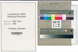 Entnazifizierung Gerhard Tomberg , geb. (Militaerregierung Feuerwehrmann)