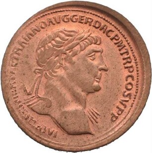 Medaille von Victor Huster auf den römischen Gutshof Hechingen nach einem Denar des Traian