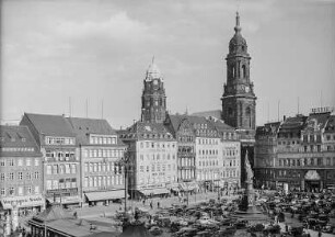 Dresden-Altstadt. Altmarkt. Ansicht mit Germania-Denkmal (Siegesdenkmal 1870/1871)