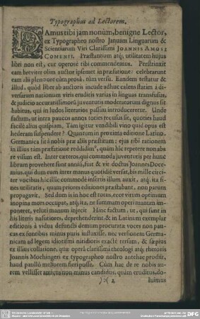 Typographus ad Lectorem