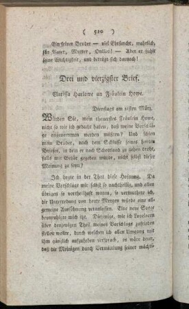 Drei und vierzigster Brief. Clarissa Harlowe an Fräulein Howe. - Fünf und vierzigster Brief. Clarissa an Fräulein Howe.