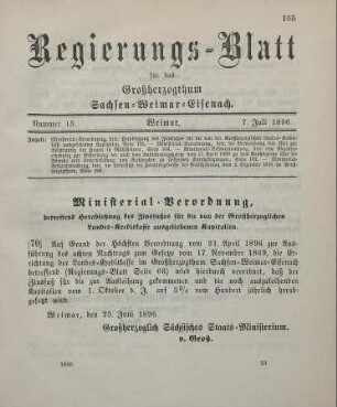 70. Ministerial-Verordnung, betreffend Herabsetzung des Zinsflußes für die von der Großherzoglichen Landes-Kreditkasse ausgeliehenen Kapitalien