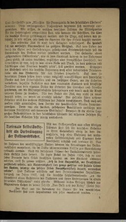 Nationale Selbstständigkeit als Vorbedingung der Volkswohlfahrt