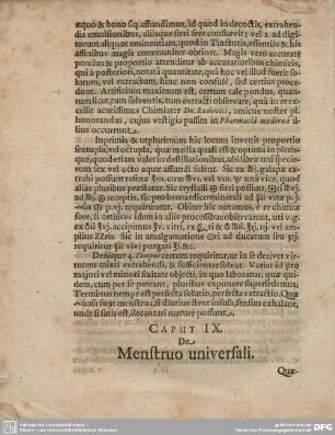 CAPUT IX. De Menstruo universali.