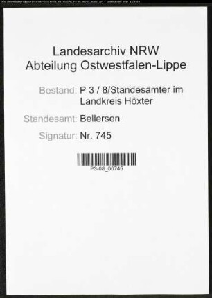 Sterberegister Standesamt Bellersen