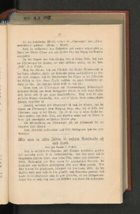 Wie man in alten Zeiten in unserm Vaterlande aß und trank.