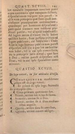 Quaestio XCVIII. De lege veteri, in sex articulos divisa.