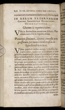 In Rerum Externarum Corpus Subeuntium Excretione Observationes