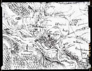 Ansicht 1607 in hohenlohischen Wildbannbeschreibung