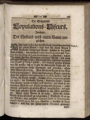 Der Sechzehende Copulations-Discurs. Innhalt: Der Ehestand wird einem Baum verglichen - Der Achtzehende Copulations-Discurs. Innhalt: Der in dem Ehestand nothwendige Gehorsam