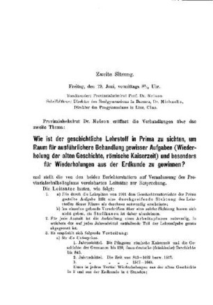 Zweite Sitzung : [Protokolle der Verhandlungen]