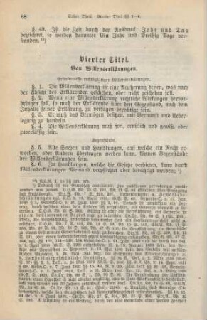 Vierter Titel. Von Willenserklärungen.