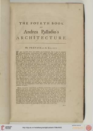 The Fourth Book of Andrea Palladio's Architetcture