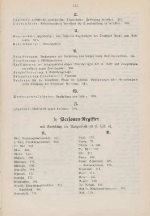 b) Personen-Register mit Ausschluß der Ausgewiesenen (s. Lit. c).