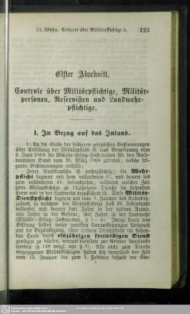 Elfter Abschnitt. Controle über Militärpflichtige, Militärpersonen, Reservisten und Landwehrpflichtige