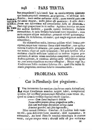Problema XXXI. Cur in Plenilunijs sint pinguiores