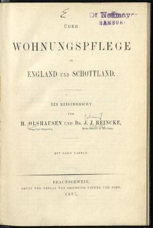 Über Wohnungspflege in England und Schottland : ein Reisebericht