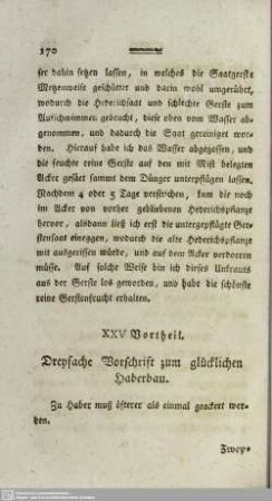XXV Vortheil. Dreyfache Vorschrift zum glücklichen Haberbau
