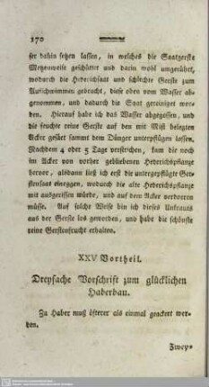 XXV Vortheil. Dreyfache Vorschrift zum glücklichen Haberbau