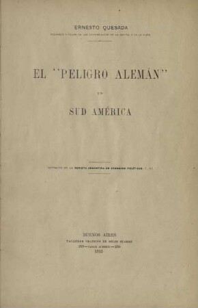 El peligro alemán en Sud América