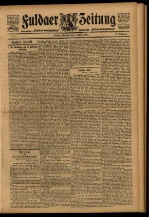 Erste Ausgabe vom Samstag, den 06. April 1907.