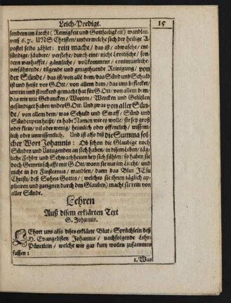 Lehren Auß disem erklärten Text S. Johannis.