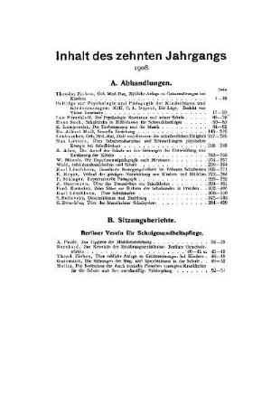 Inhalt des zehnten Jahrgangs
