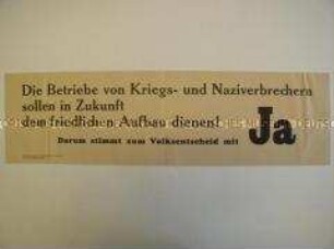 Maueranschlag zum Volksentscheid in Sachsen über die Enteignung der Kriegs- und Naziverbrecher