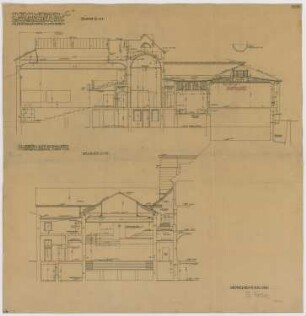 Fischer, Theodor; Wiesbaden; Museum - Bauteil C - Vortragssaal (Querschnitt, Längsschnitt, Schnitte)