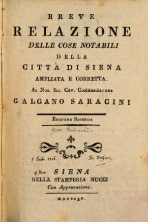 Breve relazione delle cose notabili della città di Siena ampliata
