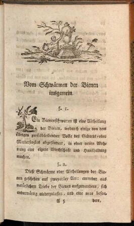 Vom Schwärmen der Bienen insgemein.