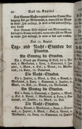 Das 13. Kapitel. Tag- und Nacht-Stunden der Planeten.