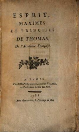 Esprit, maximes et principes de Thomas