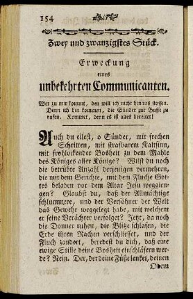 Zwey und zwanzigstes Stück. Erweckung eines unbekehrten Communicanten.