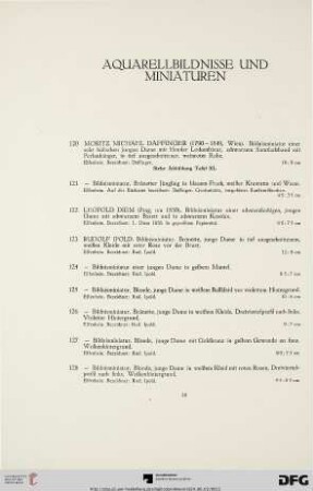 Aquarellbildnisse und Miniaturen (Nr. 120-146)