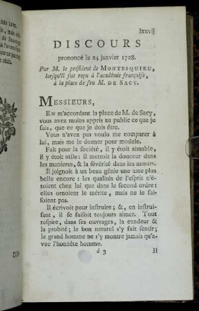 Discours prononcé le 24 janvier 1728.