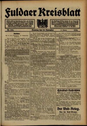Ausgabe vom Sonntag, den 29. November 1914.