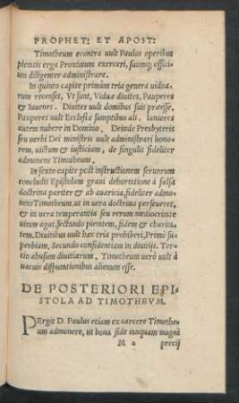 De Posteriori Epistola Ad Timotheum.