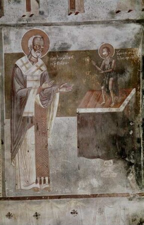 Engel und Kirchenvater mit Heiligenfigur