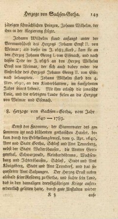 Achte Abtheilung. Geschichte des Hauses Sachsen ernestinischer Linie, vom Jahr 1464 - 1789 (Fortsetzung)