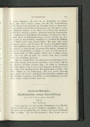 Südwest-Marokko. Möglichkeiten seiner Entwicklung. Von Dr. W. T. Dörpinghaus, Remscheid.