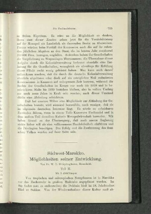 Südwest-Marokko. Möglichkeiten seiner Entwicklung. Von Dr. W. T. Dörpinghaus, Remscheid.