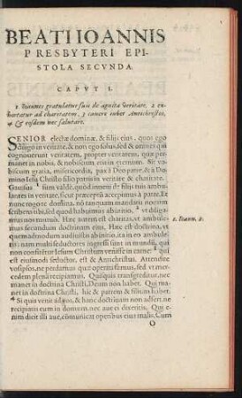 Beati Ioannis Presbyteri Epistola Secunda.