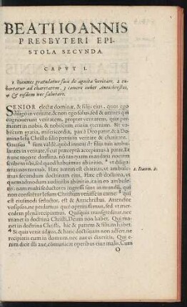 Beati Ioannis Presbyteri Epistola Secunda.