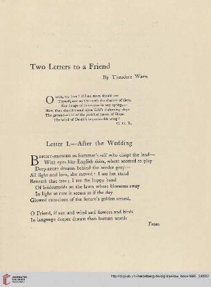 Two letters to a friend