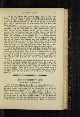Zwei bedeutsame Fragen