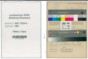 Entnazifizierung Hans Hillers , geb. 20.06.1918 (Angestellter)
