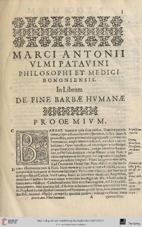 Marci Antonii ulmi patavini philosophi et medici bononiensis. Sect. I.