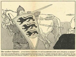 Karikatur von Fritz Meinhard (Stuttgarter) über die Enttäuschung über die Ablehnung des Namens Schwaben in der Verfassunggebenden Landesversammlung