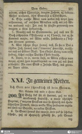 XXI. In gemeinen Nöthen